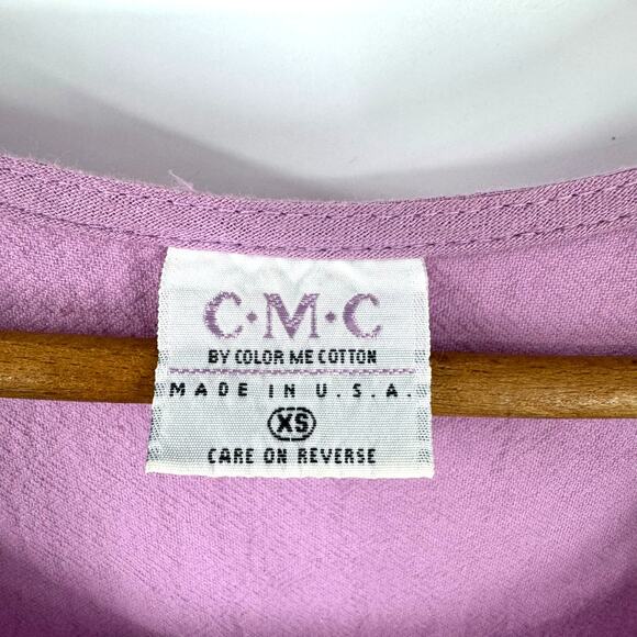VTG CMC Color Me Cotton Midi Dress XS Oversized Drape Purple Boho Y2K Lagenlook - Picture 7 of 10